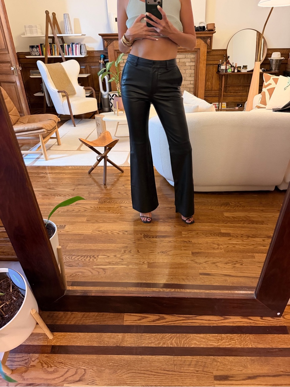 Mango Black Leather Pants - 100% sheep leather - size 4US